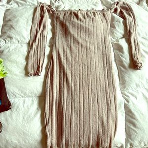 Off the shoulder, long sleeve dress
